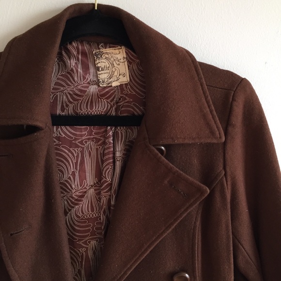 Tulle Wool Double Breasted Pea Coat - Picture 2 of 5